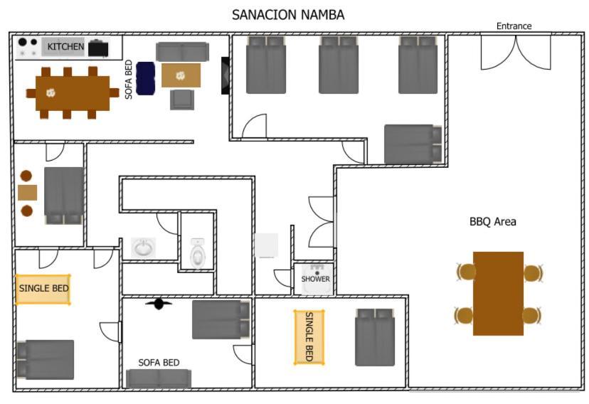 شقة Sanacion Namba 難波千日前の5Ldk120平米 駅徒歩2分 広々バルコニーでバーベキューも可能 أوساكا المظهر الخارجي الصورة